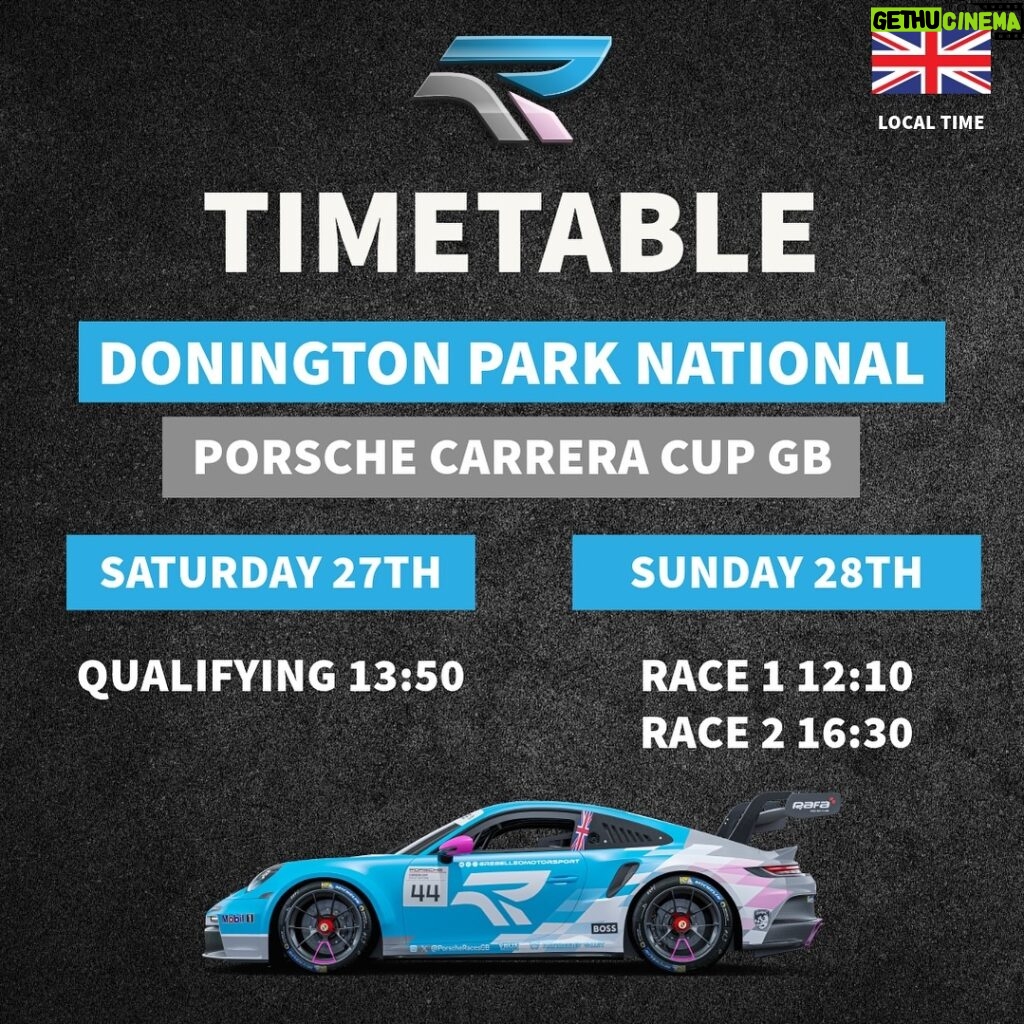 Abbie Eaton Instagram - Here are the timings for the @porscheraces_gb on track action this weekend at @doningtonpark. 🕑 Qualifying Saturday 13:50 1️⃣ Race 1 Sunday 12:10 2️⃣ Race 2 Sunday 16:30 See you there! 👋🏼 #Rebelleo #Motorsport #Porsche #PCCGB #BTCC #DoningtonPark #AbbieEaton