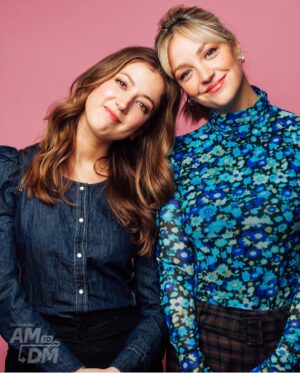 Abby Elliott Instagram - Thank you for having us @am2dm and for these photos @taylormillerphoto of me and my wife/sister/bff @jessyhodges @nbcindebted 💋 @christopherardoff 💆🏼‍♀️ @brianmagallones