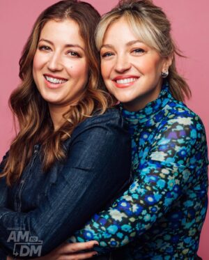 Abby Elliott Instagram - Thank you for having us @am2dm and for these photos @taylormillerphoto of me and my wife/sister/bff @jessyhodges @nbcindebted 💋 @christopherardoff 💆🏼‍♀️ @brianmagallones