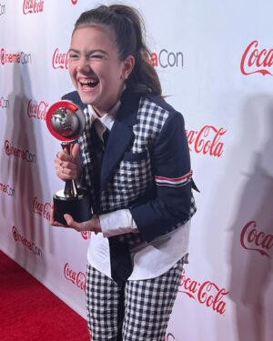 Abby Ryder Fortson Instagram - THANK YOU so much @cinemacon for the incredible honor of this award “Rising Star of 2022!” ⭐️ I am so grateful to everyone that made this dream come true!!! @lionsgate @margaretmovie I can’t wait for you to see “Are you there God, It’a me Margaret!!” In theaters September 16th!!!! 
.
.
@kellyfremoncraig ❤️🥰 @canyonjim @jansell333 @amylorrainebrooks @judyblume 📖 
.
@the_youth_manager @christielynnsmith @johnfortson @joshuataylorfortson 🐶Thomas:)

.
Shout outs!!!
Stylist @taraswennen 
Glam @natasharg 
Incredible suit  @thombrowne ❤️
Boots @docmartensshoes 
Photographer @bentrivett 
@people @frazerkh