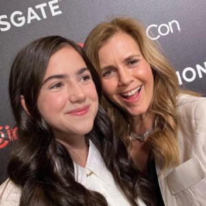 Abby Ryder Fortson Instagram - MY MOM!!! I couldn’t have done any of this at @cinemacon without my mom right by my side!!!! @christielynnsmith ❤️❤️❤️
.
 @lionsgate @margaretmovie 
.
.
Shout outs!!!
Stylist @taraswennen 
Glam @natasharg 
Incredible suit  @thombrowne ❤️
Boots @docmartensshoes 
Photographer @kevinfrazier first picture of me and my mom and the best host ever!! @entertainmenttonight @bentrivett cute Polaroid!
Pants @rouje 
Shirt @mantu_castor 
Shoes @andotherstories 
Jewelry @castjewelry 
Jacket @dolcegabbana 
.
@christielynnsmith 
Dress @eileenfisherny 
Jewelry @hannahkjewelry 
Shoes @aglshoes
Jumpsuit @madewell 
Blazer @dkny