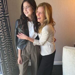 Abby Ryder Fortson Instagram - MY MOM!!! I couldn’t have done any of this at @cinemacon without my mom right by my side!!!! @christielynnsmith ❤️❤️❤️
.
 @lionsgate @margaretmovie 
.
.
Shout outs!!!
Stylist @taraswennen 
Glam @natasharg 
Incredible suit  @thombrowne ❤️
Boots @docmartensshoes 
Photographer @kevinfrazier first picture of me and my mom and the best host ever!! @entertainmenttonight @bentrivett cute Polaroid!
Pants @rouje 
Shirt @mantu_castor 
Shoes @andotherstories 
Jewelry @castjewelry 
Jacket @dolcegabbana 
.
@christielynnsmith 
Dress @eileenfisherny 
Jewelry @hannahkjewelry 
Shoes @aglshoes
Jumpsuit @madewell 
Blazer @dkny