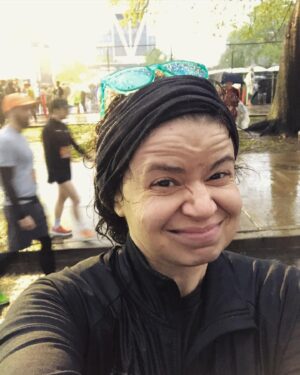 Abby Wilde Instagram - So, I did a thing this morning. 
.
Two hours of waiting in the rain  3 hours and 6 minutes of running in the streets of Brooklyn   a bagel, a bath, and an 8 hour nap = 13.1 miles. 
.
First half marathon in the bag. Onward we go. 
.
#brooklynhalf #brooklynhalfmarathon #runnergirl #runnersofinstagram