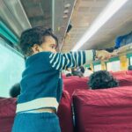 Abi Navya Instagram - Train travel for the first time with dhruv🥰🎉😘 laddu’s happy face 🤩 and he found one new girlfrnd in train 😆🫣😘he literally enjoyed the whole travel time ✨✨✨✨🫣 Wearing cotton kurta from @aaryes.collection