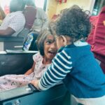 Abi Navya Instagram - Train travel for the first time with dhruv🥰🎉😘 laddu’s happy face 🤩 and he found one new girlfrnd in train 😆🫣😘he literally enjoyed the whole travel time ✨✨✨✨🫣 Wearing cotton kurta from @aaryes.collection