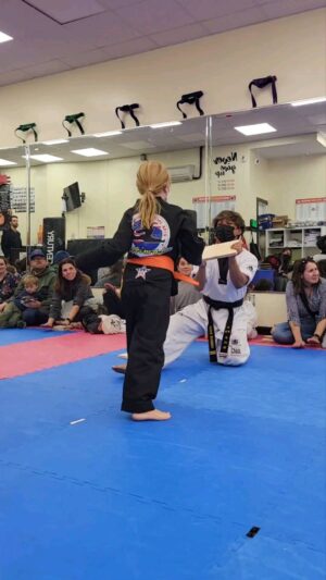 Abigail Savage Instagram - Vera getting her Green Belt in Tae Kwon Do on Friday!