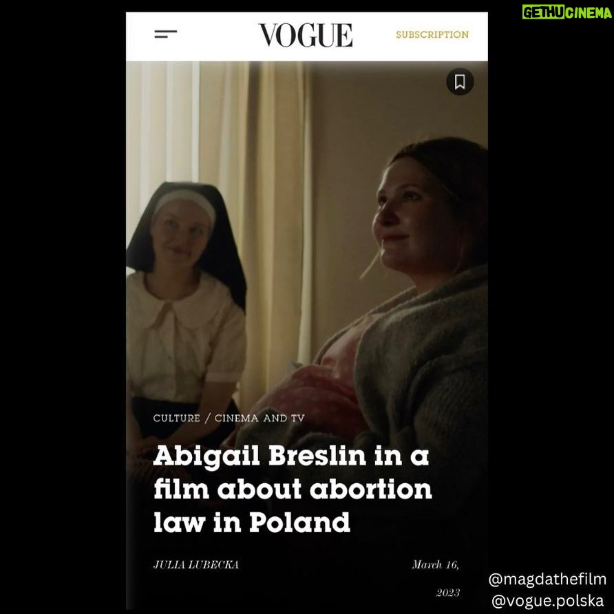 Abigail Breslin Instagram - Thank u @vogue.polska for featuring @magdathefilm !!!! Such an important story I was so lucky to be able to help tell directed by @kasiafierce and @johnericsteiner ❤️❤️❤️❤️