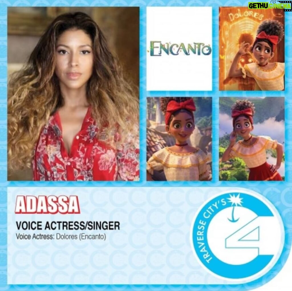 Adassa Instagram - So happy to be joining you all LIVE 😊at Cherry 🍒 Capital Con in Traverse City, MI May 24-26 #encanto #adassaofficial #meetandgreet #comicon