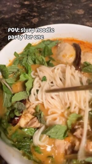 Ae Southammavong Instagram - I really really love eating like a savage in peace!! khao poon for dinner, I used whatever I had in the fridge LOL🍜 #khaopoon #laofood #laofoodmovement #noodlesoup #noods #noodles #slurp #noodleparty #partyinmymouth #itslit #solodinner #foodporn #spicy #shrimppaste