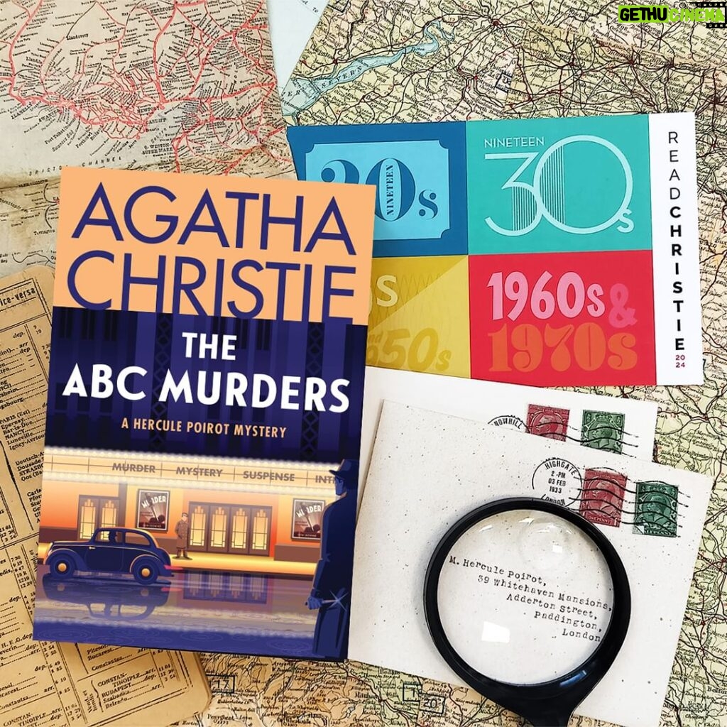 Agatha Christie Instagram - Hello May! 🌼 For our second book of the 1930s we are reading The ABC Murders. A serial killer is at large in England, targeting victims up and down the country and leaving taunting clues for Hercule Poirot to find. Can the detective decipher the culprit's next movements before it's too late and another victim is found dead? Find out more (link in bio) #AgathaChristie #ReadChristie2024 #TheABCMurders #QueenOfCrime