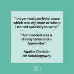 Agatha Christie Instagram – In her autobiography, Christie stated that not having anywhere specific to write always proved problematic in interviews as often, the interviewer opened with “Show me where you write your books.”

#AgathaChristie #1930s #QuotesOfInstagram #QueenOfCrime #Author #ClassicAuthor