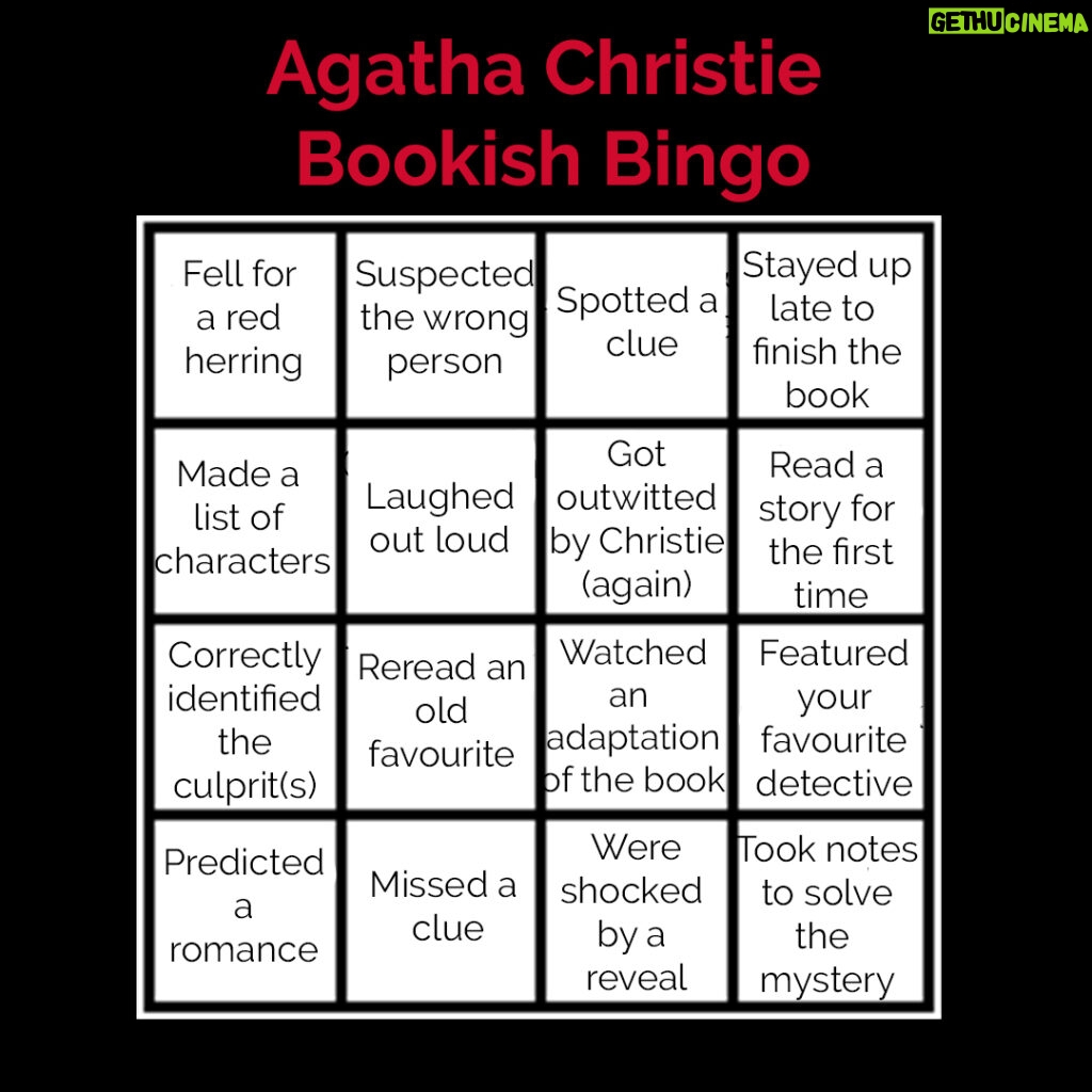 Agatha Christie Instagram - Can you get a bingo line with your next Agatha Christie read? 🎉 #AgathaChristie #Bingo #BookishBingo #CrimeFiction #QueenOfCrime