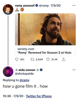 Aida Osman Instagram - y’all might want to go to that hulu app and watch me be a mean muslim girl in the new season of ramy ???