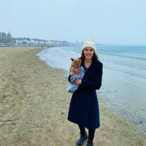 Aimee Teegarden Instagram - We’re a bit soggy after @mizzgizmo demanded her annual English seaside beach run 🌧🇬🇧🐶 #soggydoggy #adventuretime #dogmum