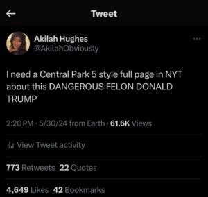 Akilah Hughes Instagram - In lieu of a daily news podcast, my thoughts. What a day 😂