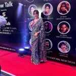 Akshitaa Agnihotri Instagram - Traditional Vibes, Modern Slay🫠🙂‍↔️✨😉 Wearing @sangeetakrishnani_fashion Earring styled by @sorayajewels.in @jasmalhotra9 @shalumedh @wowtalk.in . . . #akshitaaagnihotri #awards #guestspeaker #wowtalk #delgi #talkshow #motivation #saree