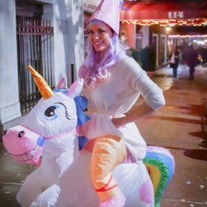Alana de la Garza Instagram - Happy Halloween you all!!! Tonight let’s be grateful for each other and the time we have together.❤️ Nice night with my family. Even met a complete stranger with a matching costume. #Unicorn #halloween