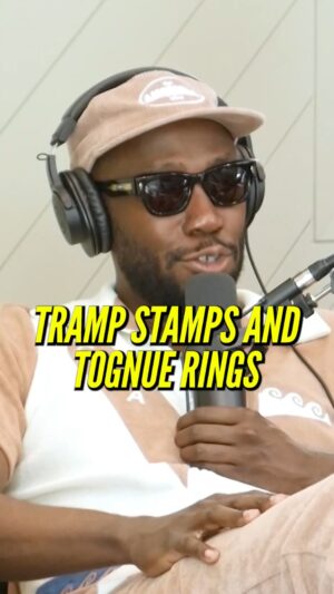 Alesha Renee Instagram - Tramp Stamps and Tongue Rings🤣 @lamorne #lamornemorris #trampstamp #tonguering #comedypodcast #explore