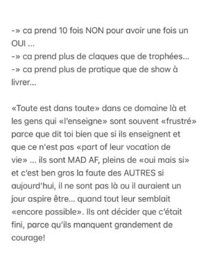 Alexandra Cosentino Instagram - Si pour devenir un vrai cow-boy tu dois tomber de ton cheval at least 100 fois… 🥹 Ce petit talk te ré-apprendra ce que les down de la vie nous font trop souvent oublier.

Dédicace spéciale à une GlowGirl que j’adore, you know who you are & you are FABULOUS ! 🫶🏽🌼❤️ 

#coulisses #coachingpersonal #underdogmentality #bulldogdetermination