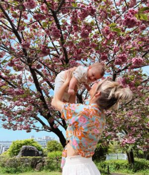 Alexandria DeBerry Instagram - one year ago 🌸 
church, cherry blossoms,   strolling the Meguro river with my boys. 

I remember being anxious to be living half way across the world with a 6 month old, in a foreign country where I don’t speak the language or know anyone… but it ended up being one of the most unbelievable experiences of our lives. 

this was our first week in Japan & Beaux’s 1st time in church.  Seeing people from all over coming together to worship God together in both English & Japanese was incredible   so so special. 

I had been disappointed that our trip had gotten pushed so we had missed peak cherry blossom season.. but after walking out of service that day, we found this beautiful area in full bloom, bursting pink! 
it felt like a little God smile telling me everything was going to work out just fine 🫶🏼

Trusting where God leads is always an adventure… my hope is to hand over my own plans   doubts & bravely follow wherever He guides! I’ll be sure to have my Google Translate app ready too, just in case 😜🌎💮