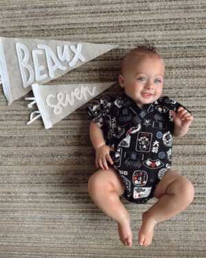 Alexandria DeBerry Instagram - BEAUX DIESEL months 6   7 ⚡️ (swipe for the cutest lil sushi roll in his new fit 🎎)

officially 7 months today & has: 
🇯🇵 moved to a new country   got his 1st passport stamp 
✈️ taken his 1st flight / taxi ride / train
🍓 started food & is a big fan of strawberries   sweet potato 
⚾️ attended his 1st baseball game (go @yomiuri.giants )
🦷 had 2 bottom teeth poke through
💪🏼 can hold a plank   starting to crawl
👀 has lashes a girl can only dream of
😁 thinks his daddy is hysterical
📸 loves the attention he gets from sweet strangers when out   about here

#babymilestones #6monthsold #7monthsold #beauxdiesel #babybeede2022 #babyfever #blueeyedboy #babyboystyle