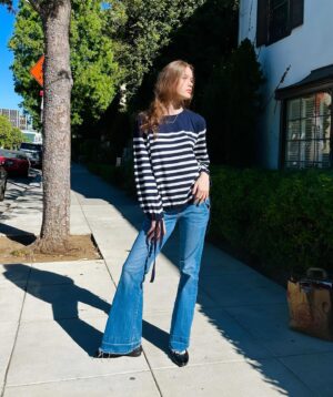 Alice Evans Instagram - Quick groceries run - but make it fashion! 

Swipe all the way right for the oh so cute little helper! 

#ellabetsi
#elsiemarigold 
#traderjoes 

Ella is wearing a top from Zara - almost vintage - prob about 10 years old; Yanulk jeans with front and back pockets from 2003; vintage Chanel black flats from the 1990s. ( I think!) 

Elsie is wearing her old navy leggings from a few days ago; her fave t-shirt and her vans. Cos that’s the way she rolls. 😍

Thank you for indulging me! 

❤️❤️❤️❤️❤️❤️❤️❤️❤️