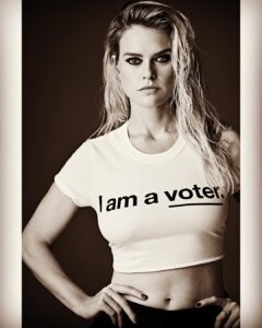 Alice Eve Instagram - “This is my first time voting in the U.S. because I was not a citizen. In 2016 I found it so distressing watching the campaign and not having a voice. Being for all intents and purposes a participating American, paying my taxes and taking on the cultural woes, I just wanted to have a voice, so I went to an immigration lawyer and took up citizenship. If you believe you have a voice and that your voice makes a difference, then it actually does make a difference.” —Alice Eve, Actress @violetgrey @iamavoter