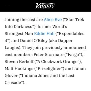Alice Eve Instagram - @aliceeve @eddiehallwsm @dappersinstagram and @tomocoleman complete the cast of our movie The Awakening 👁🎥

The film began rolling camera’s this week at @pinewoodstudios in London.

Other cast include @therealstormare @mhookings @steven.berkoff @justin_tinto and #julianglover

Read the full article exclusively in @variety 

Stay tuned and follow @camelotfilms for more exclusive coverage.

Drop a comment on who you are most excited to see👇🏻💯👀