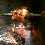 Alice Waters Instagram - The motor on my spit broke and we had to turn the turkey by hand for over two hours! I am sure before the motors, it was the way it was done. That accounts for the irregular browning. But it was a delicious heritage breed from Frank Reese in Kansas! Thank you Patrick Martins for introducing us.