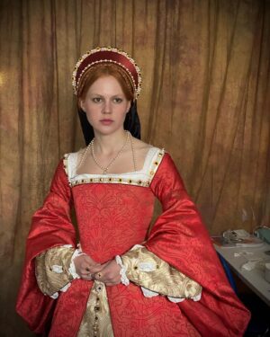 Alicia von Rittberg Instagram - 🩸Just here to give a shout out to BECOMING ELIZABETH costume and hair and make up. This picture was taken at a fitting… I adore you all so bloody much.