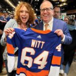 Alicia Witt Instagram - SOMUCHFUN was had this weekend!! what a blast to take a quick jaunt to nyc to watch the @ny_islanders WIN their playoff game against the @canes. now for tomorrow to stay in it! i’ve got my very own team jersey and so does @theimportanceofbeingernesth for good luck ☺️ congratulations to my friend, islanders and @ubsarena owner #jonledecky, and thank you for the most special weekend. also pictured: a whole bunch of @nyjets who were there to cheer us on, especially awesome sauce @malikktaylor who i sat next to for first period - and fellow christmas movie alumnus, @wesbrown225, who was attending as a longtime #islanders fan too!! 🧡💙 #goislanders #hockeyplayoffs
