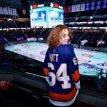 Alicia Witt Instagram - SOMUCHFUN was had this weekend!! what a blast to take a quick jaunt to nyc to watch the @ny_islanders WIN their playoff game against the @canes. now for tomorrow to stay in it! i’ve got my very own team jersey and so does @theimportanceofbeingernesth for good luck ☺️ congratulations to my friend, islanders and @ubsarena owner #jonledecky, and thank you for the most special weekend. also pictured: a whole bunch of @nyjets who were there to cheer us on, especially awesome sauce @malikktaylor who i sat next to for first period - and fellow christmas movie alumnus, @wesbrown225, who was attending as a longtime #islanders fan too!! 🧡💙 #goislanders #hockeyplayoffs