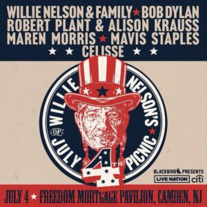 Alison Krauss Instagram - Tickets are on sale now for Willie’s July 4th Picnic at @FreedomMortgagePavilion! Join us with @willienelsonofficial @bobdylan @marenmorris @mavisstaples @CelisseMusic in the birthplace of America to celebrate Independence Day. For more details and tickets go to http://WilliesPicnic2024.com (http://williespicnic2024.com/)
#williespicnic @blackbird_p
resents @freedommortgagepavilion