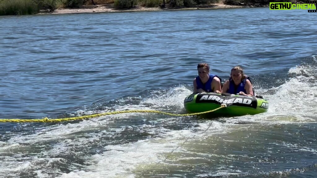 Alison Sweeney Instagram - Haha! Wipe out all the way. Ben had no trouble hanging on. Me not so much. 😂 Summer fun with Ben, Dave & some friends out at the lake. ☀️ 💦
