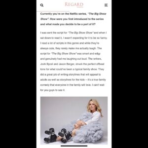 Allison Munn Instagram - Thank you to @RegardMag for the fun chat about THE BIG SHOW SHOW, on @Netflix worldwide April 6th! ⁣(Link in stories)⠀⁣ ⠀⁣
*Btw, these are my old skates, from when I used to do roller derby. Now I only skate in ball gowns. 🤣⁣⠀⁣
⁣⠀⁣
⁣Photography - @ryanwestphoto 
Styling - @AdenaRohatiner⁣⠀⁣
Hair & Makeup - @ABHairMakeup