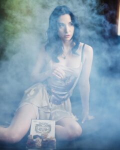Allison Scagliotti Instagram - The sun melts the clouds and the blooms burst from their buds. Thank you for listening to the latest. New tune arrives on 5/1. #ostara #wheeloftheyear Photo by @jacksondavisphoto Attire by @maldiredancewear Creative direction by @wittyhandle