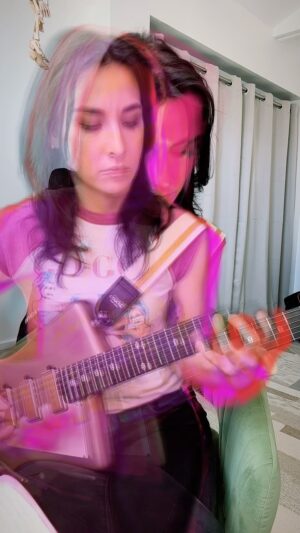 Allison Scagliotti Instagram - Multitasking, slapping new strings on my @music_man while listening to a webinar about cognitive behavioral therapy. Playing scales to break in those strings while listening to an audiobook about motivational interviewing. #iplayslinky #guitarplayer #ernieballartist #stvincentsignature