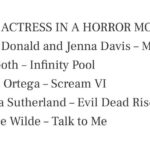 Alyssa Sutherland Instagram - Thanks so much for the recognition, @ccsuperawards! Last year was an exciting one for horror and I’m honored to be in the same conversation as the extraordinarily talented actresses and actors (and Godzilla!) in my categories. 🩷