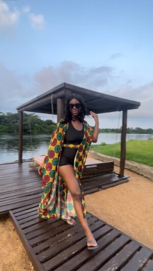 Ama K. Abebrese Instagram - Work! Life! Balance! @theroyalsenchi 🏝️

With @ifeoma.chukwuogo x @fizzykpictures x @mofedamijo 🎥🎬✨

👗 @helena_s_gh