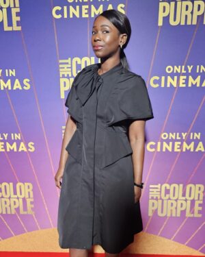 Ama K. Abebrese Instagram - At the VIP screening of @thecolorpurple last night. Congratulations to director @blitzambassador and the amazing cast. 💜

Styled by @marian_kwei 
Wearing @anasekularac dress with @casadeiofficial shoes. 

 @warnerbrosuk thecolorpurple #purplelove