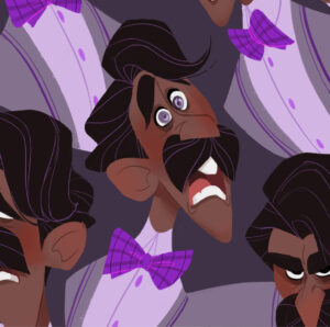 Amanda Jolly Instagram - [SWIPE] PROFESSOR PLUM - WITH THE PIPE || And at long last, we reach our final suspect: the illustrious Professor Plum.  Appointed with bow ties and elbow patches, this scholar loves looking a man-of-thought as much as he likes proving it in conversation. Always more about the brain’s power than the body’s, he’d likely faint at the first sign of violence. .
.
Or can a healthy mind plan the perfect crime? .
. 
If I had to guess where Mr. Black and the good Professor had final words, I could think of no better place than the Library. .
. [Thank you all for going on this journey with me. This has been such a passion project, and I don’t plan to leave it alone permanently.  I’m just happy to have completed The Big Six. Your enthusiasm has been astounding and your support has meant everything.].
.
#animation #characterdesign #visualdevelopment #illustration #digitalart #clue #artofclue #amandajollylines