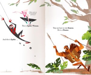 Amanda Jolly Instagram - So back at the very start of the film, all the artists were asked to riff on different art styles as potential universes for our characters.  I immediately went for children’s books made by the Provensens.  Lol. As one does. I still love this piece.  I’d draw Kraven’s vest like this all day, any day.  Enjoy!

#acrossthespiderverse #spiderverse #spiderverseart #spiderman #milesmorales #gwenstacy #spidergwen #spiderwoman #characterdesign #animation #childrensbooks