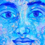 Amanda Lear Instagram - Detail of a blue portrait I painted recently #blue #painting #