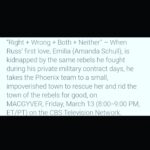 Amanda Schull Instagram - Emilia West has a very, very, very bad day next week on #MacGyver. Friday, March 13th at 8pm on @cbstv @macgyvercbs • • • #doesshepullthrough #imnottelling #tunein