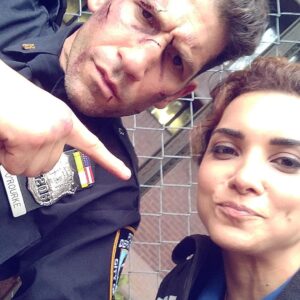 Amber Rose Revah Instagram - #bts on set Season 2 with JB after my little boxing session that morning . And now very excited to wear my limited edition #punisher @hayabusacombat boxing gloves next time I train 🥊💯 I hurt my shoulder a bit but soon as it's good I'll be back to business and post a vid with these little beauties
