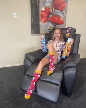 Amie Donald Instagram - Thank you so much @ronnychieng for these socks 😃😃😃 I absolutely love them 🥰🥰🥰

#amiedonald #ronniechieng @meetm3gan
