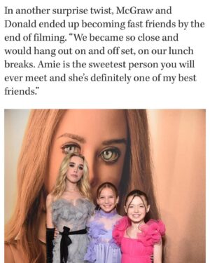 Amie Donald Instagram - A snippet from an article. Thank you @violetmcgraw ❤️you are one of my best friends too 🥰 #m3gan #thehollywoodreporter #meetm3gan @blumhouse @atomicmonster @universalpictures #violetmcgraw #amiedonald
