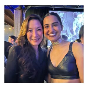 Amrit Kaur Instagram - It was an absolute joy to co-host this celebration at @eastwestplayers with Kavi Ladnier @kaviladnier1111 honouring the revolutionary actress Michelle Yeoh @michelleyeoh_official. Thank you @eastwestplayers for having me. 🙏🏽

I stepped out of the theatre watching Everything Everywhere All at Once blown away, inspired, mighty proud, sending long voice-messages to all my watsapp groups. The movie and performances explored the depths of our contemplative human existence with a brilliant sense of humour. What’s even more inspiring was that it was a movie where an Asian family just happened to be messengers of the creative message; they were just humans on screen. It wasn’t about them being Asian and that’s the next step forward for minority communities in film, which Michelle Yeoh for decades and now with this movie, have pioneered. Asians as humans, special yet the same as everyone else. Thank you for paving the path for all Asians and particularly Asian women. 

I’m so moved and thrilled about their work, to celebrate Michelle Yeoh, and the movie’s entire team. Truly one of the best films I’ve ever seen. And @michelleyeoh_official, in addition to her exceptional talent, one of the most graceful humans I’ve met. 

If you haven’t already, I state the obvious, watch it. Let’s all celebrate this revolutionary work. 🎉