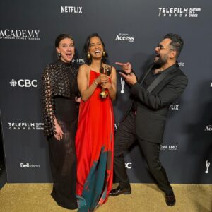 Amrit Kaur Instagram - A post too late, but one with all of my favourite people celebrating the night.

HMU: @summerogrady 
Stylist: @muihai 
Dress: @payalkhandwala 
Photo by: @georgepimentel1 

Other important mentions:

2: mom
3: my peeps
4: the girlfriend 💞
5: my Banana that identifies as a Watermelon
6: joy
7: Kat, sorry God, the savior ❤️