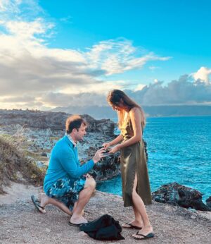 Amy Maghera Instagram - Got engaged to E.T 😝 What an end to 2021! I love you Ethan Taub! Happy New Year all 🤍💙